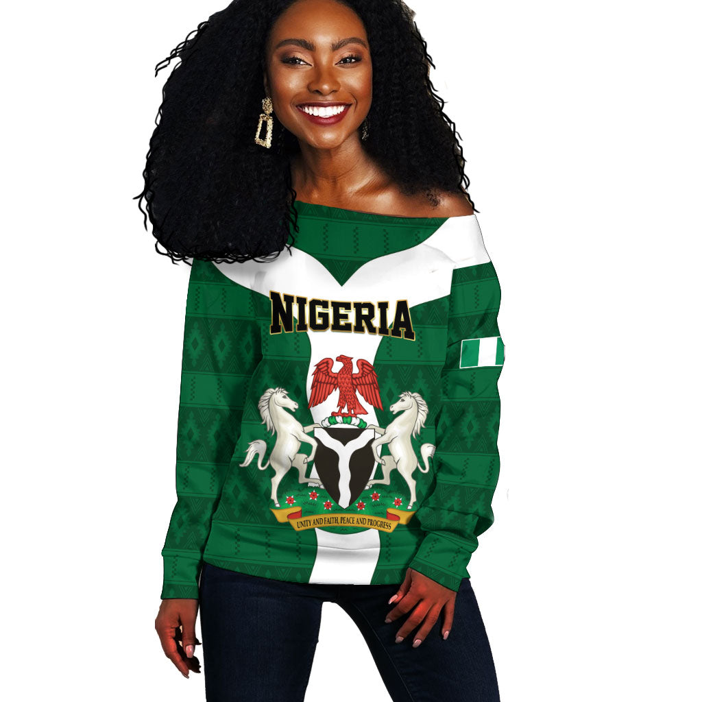 Personalised Nigeria Off Shoulder Sweater Naija In My Heart