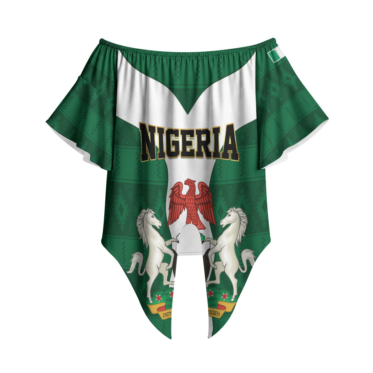 Personalised Nigeria Off Shoulder Wrap Waist Top Naija In My Heart