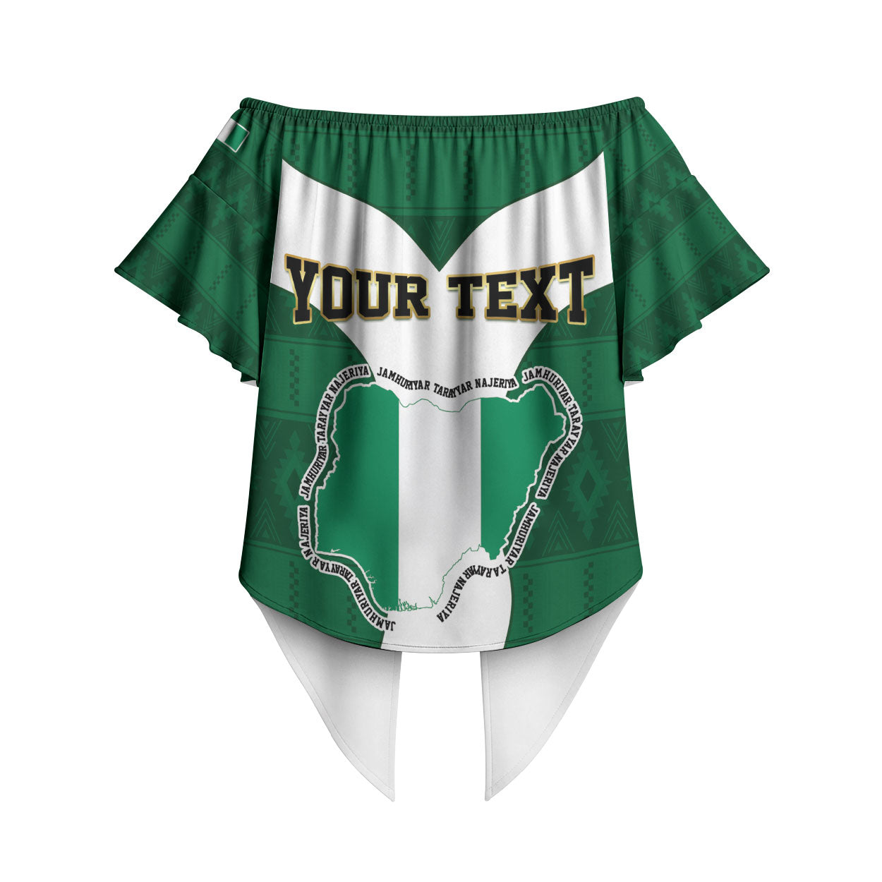 Personalised Nigeria Off Shoulder Wrap Waist Top Naija In My Heart
