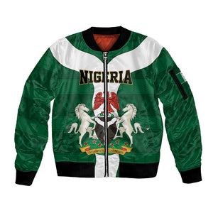 Personalised Nigeria Sleeve Zip Bomber Jacket Naija In My Heart