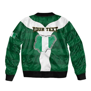 Personalised Nigeria Sleeve Zip Bomber Jacket Naija In My Heart