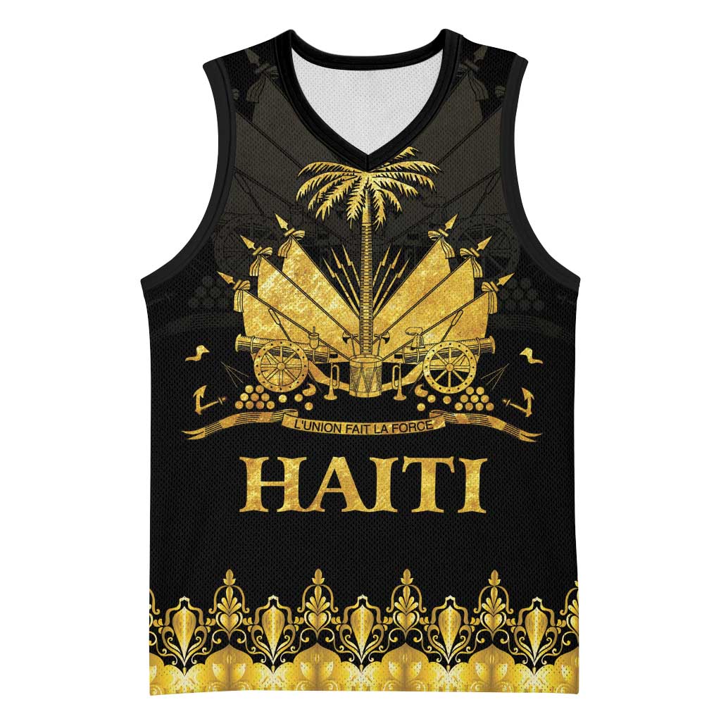 Haiti Neg Marron Basketball Jersey Lespwa pa anyen san aksyon - Gold - African Pride
