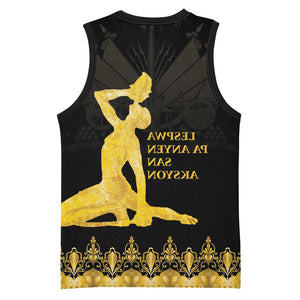 Haiti Neg Marron Basketball Jersey Lespwa pa anyen san aksyon - Gold - African Pride