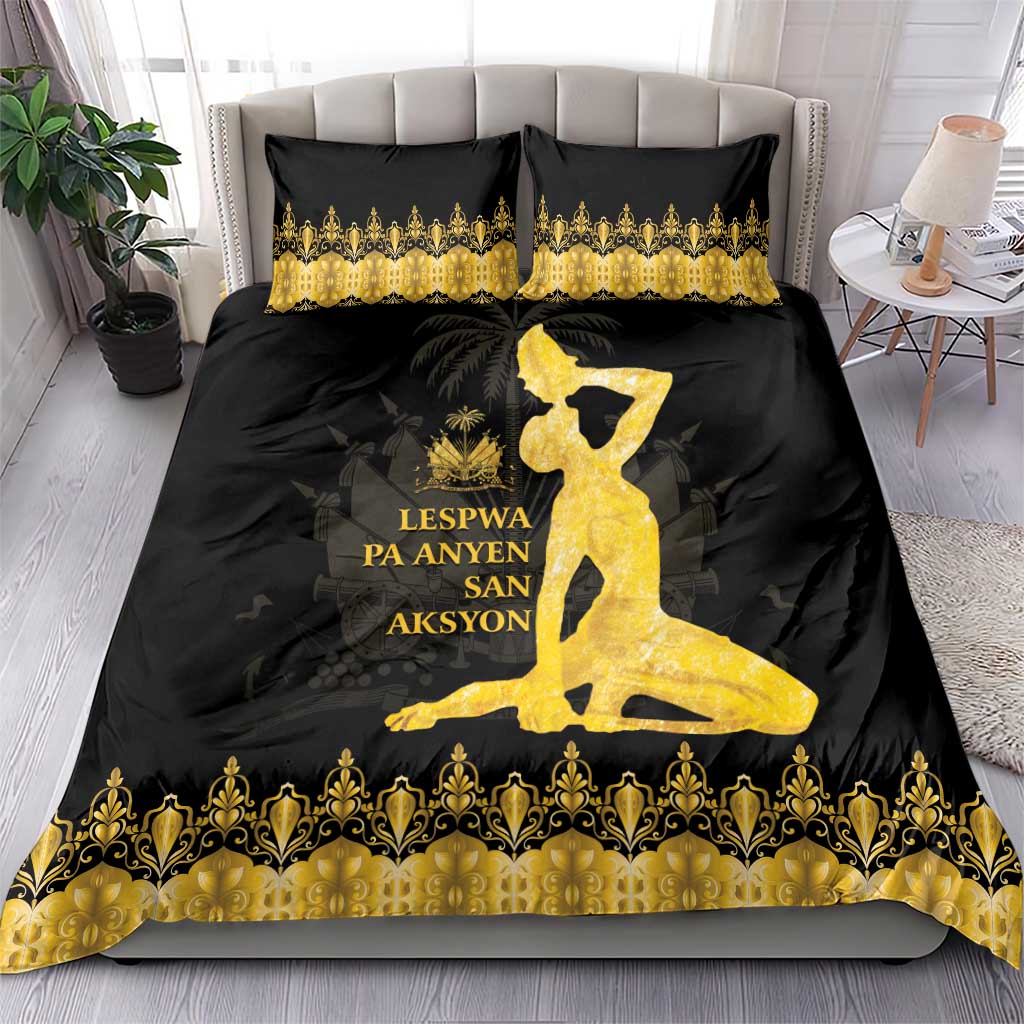 Haiti Neg Marron Bedding Set Lespwa pa anyen san aksyon - Gold