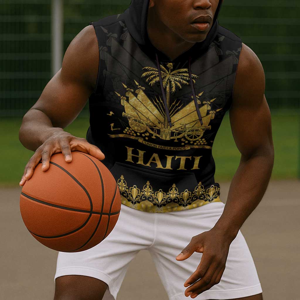 Haiti Neg Marron Sleeveless Hoodie Lespwa pa anyen san aksyon - Gold - African Pride