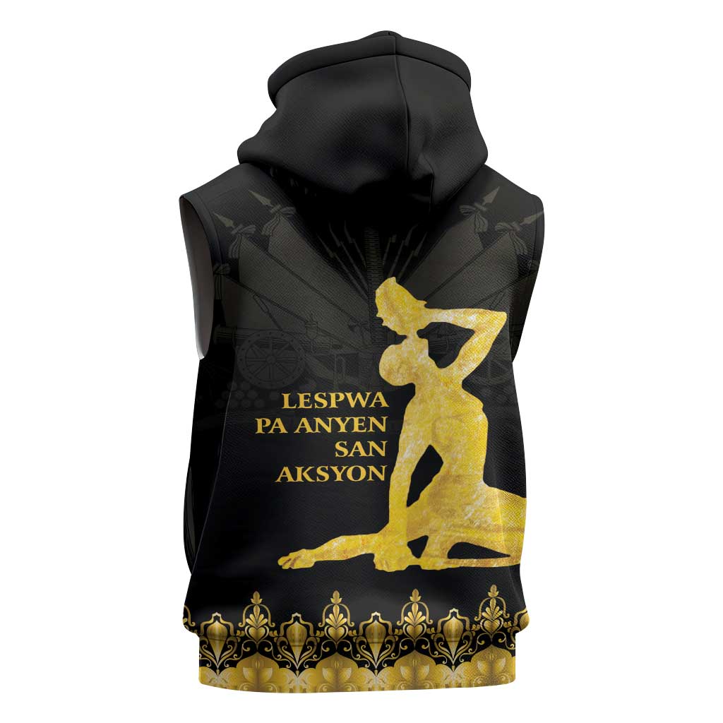 Haiti Neg Marron Sleeveless Zip Hoodie Lespwa pa anyen san aksyon - Gold - African Pride