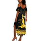 Haiti Neg Marron Summer Maxi Dress Lespwa pa anyen san aksyon - Gold