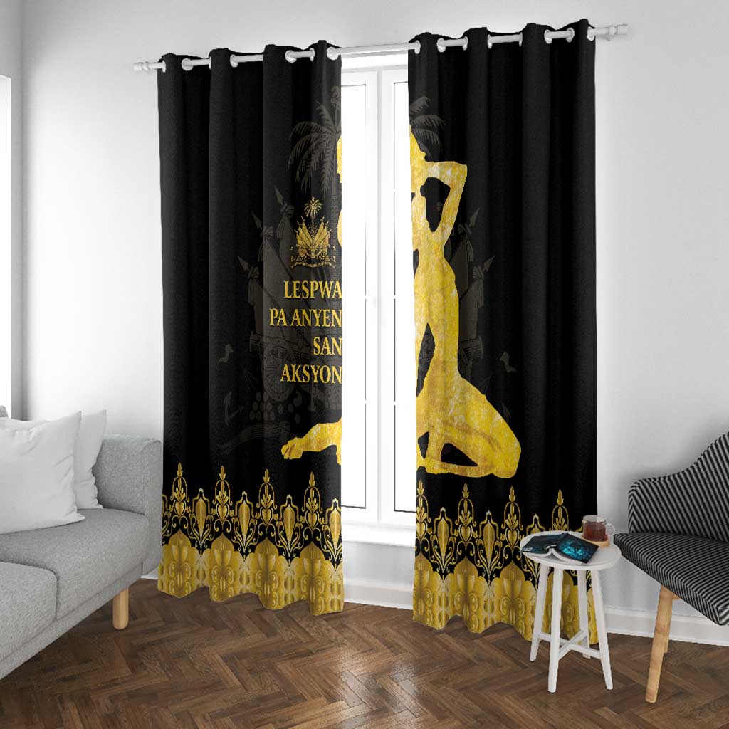 Haiti Neg Marron Window Curtain Lespwa pa anyen san aksyon - Gold