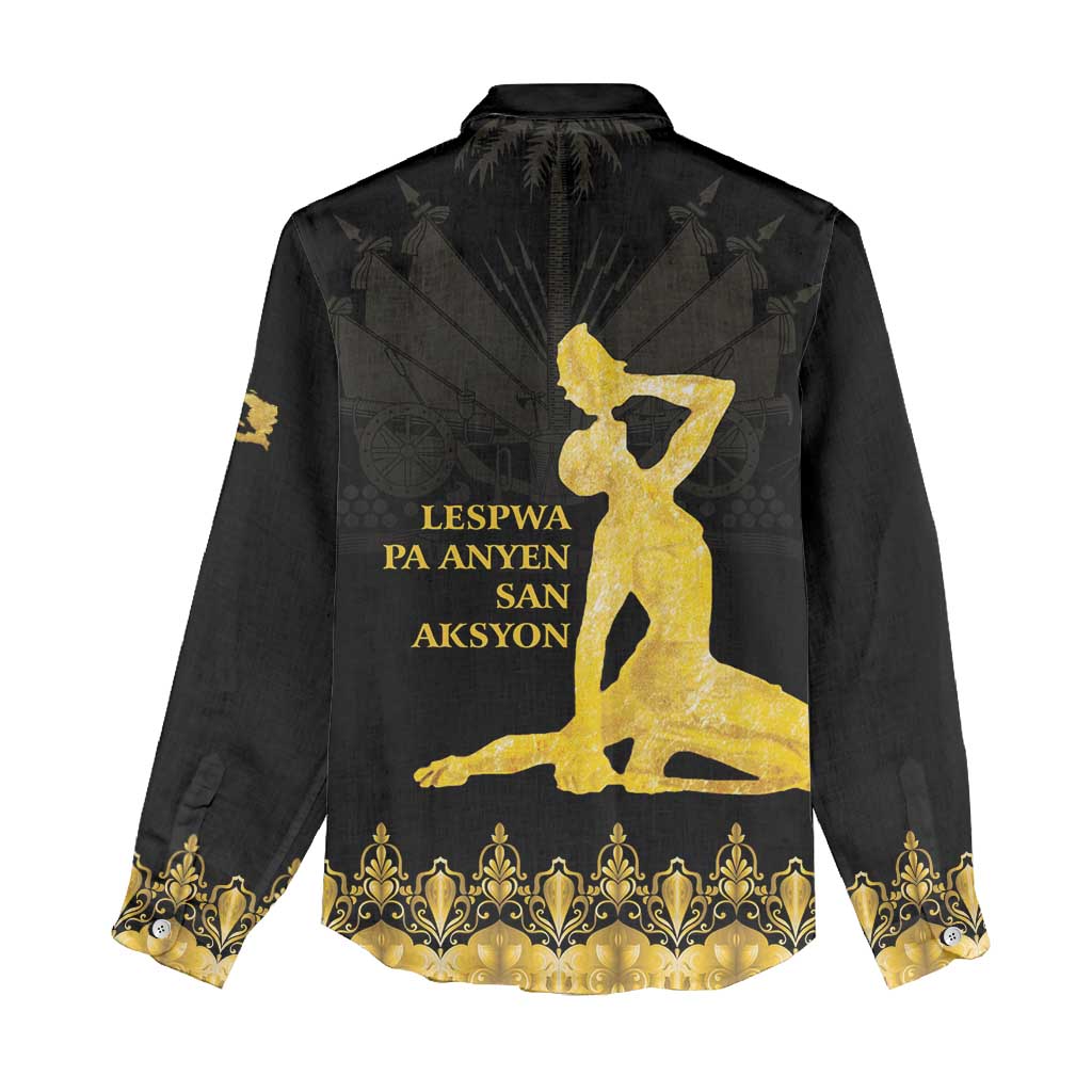 Haiti Neg Marron Women Casual Shirt Lespwa pa anyen san aksyon - Gold LT01