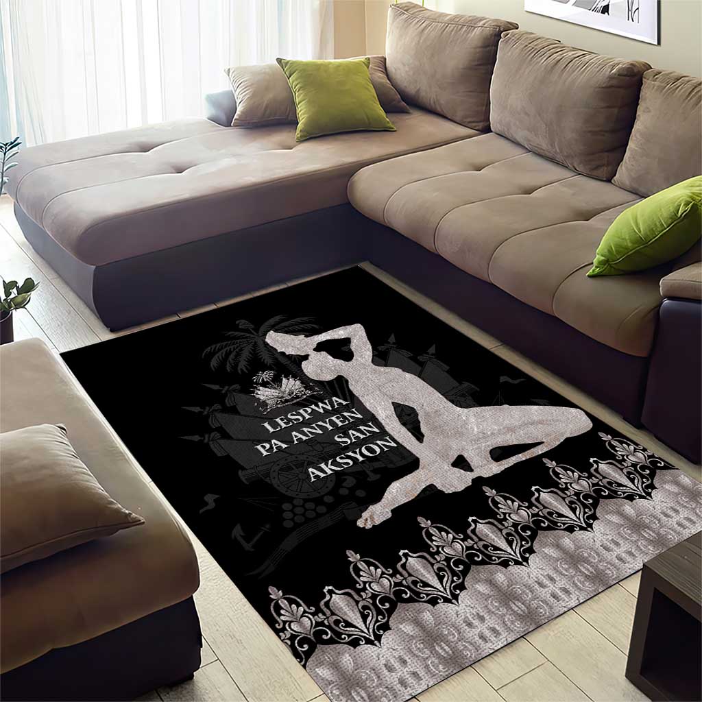 Haiti Neg Marron Area Rug Hope is Nothing Without Action - Silver