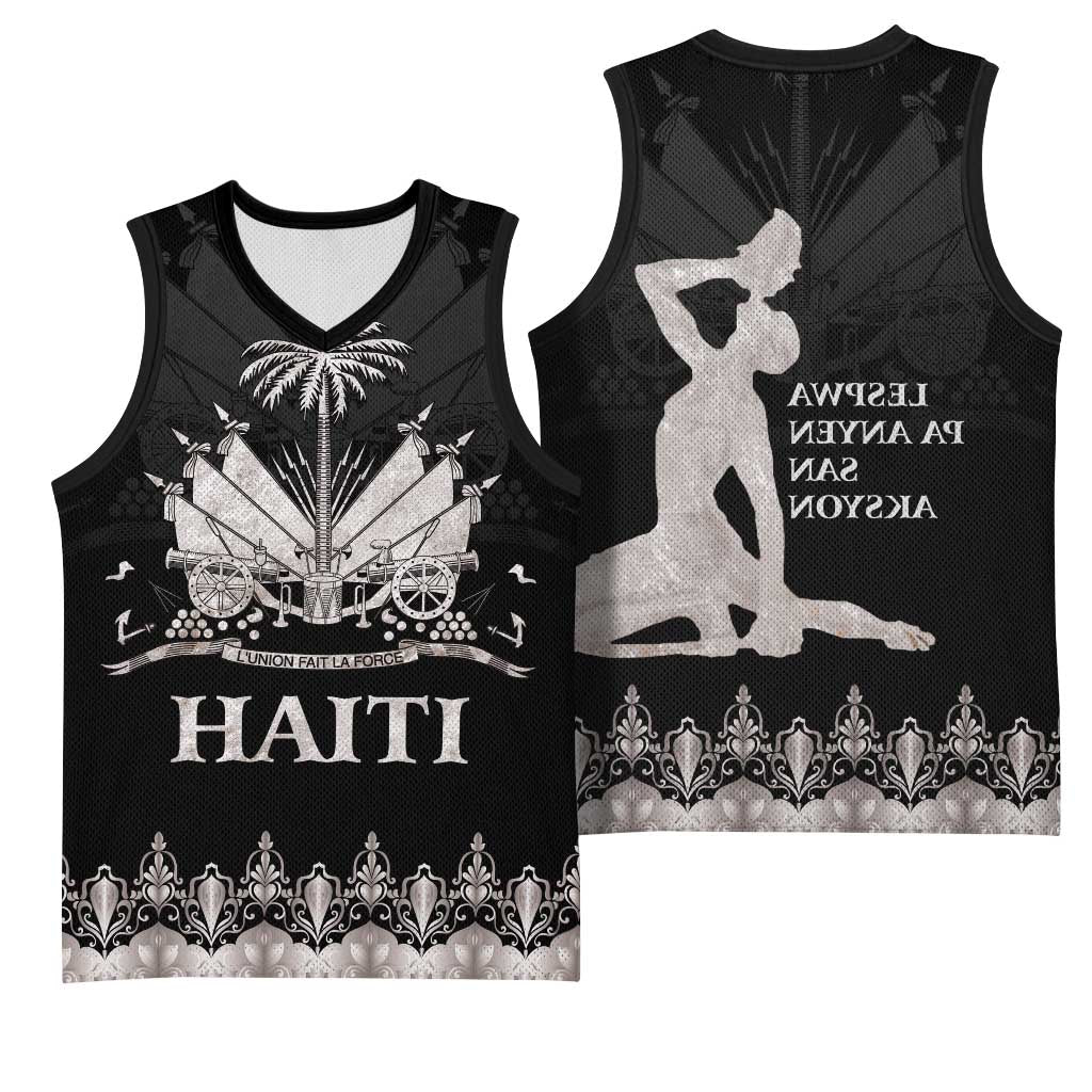 Haiti Neg Marron Basketball Jersey Hope is Nothing Without Action - Silver - African Pride