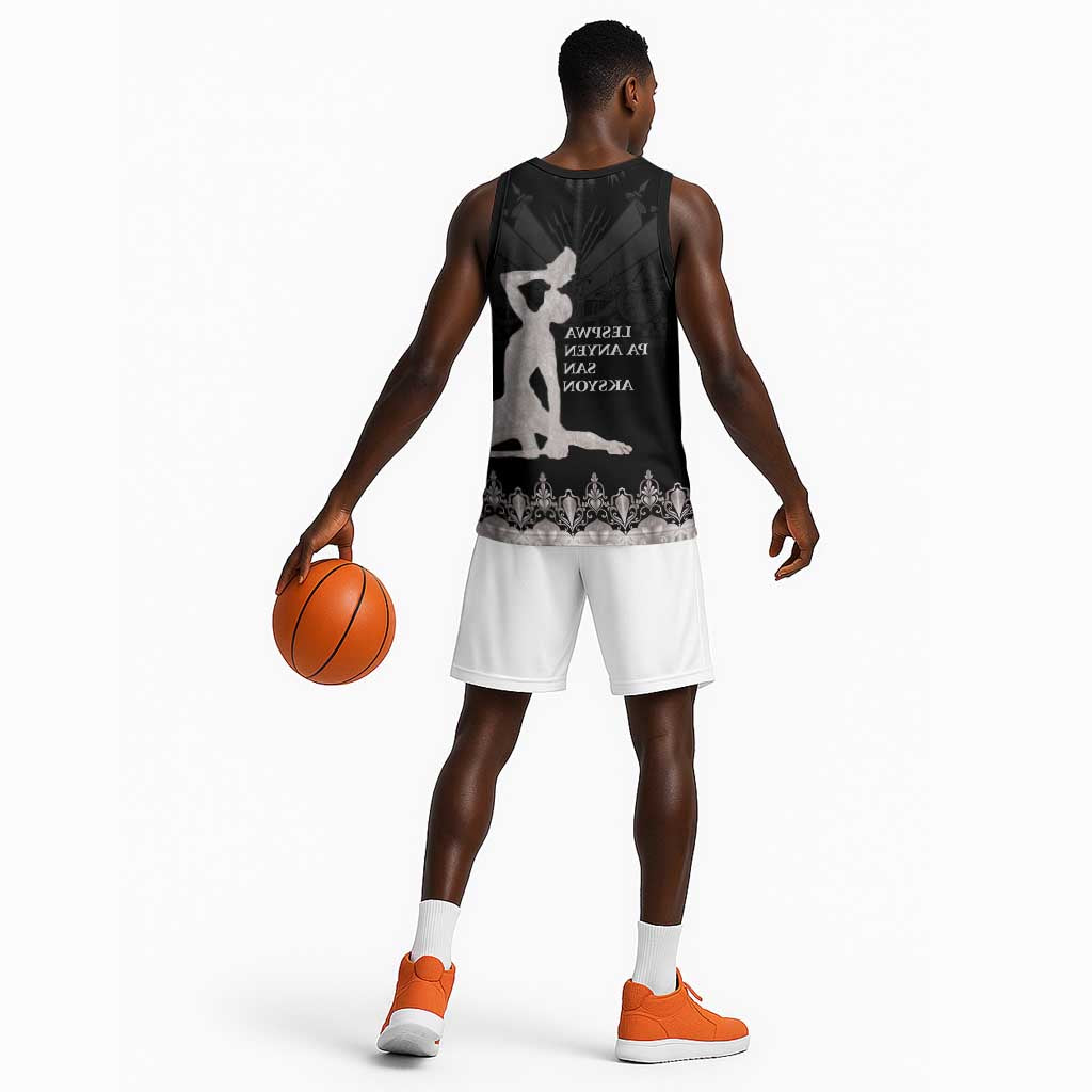 Haiti Neg Marron Basketball Jersey Hope is Nothing Without Action - Silver - African Pride
