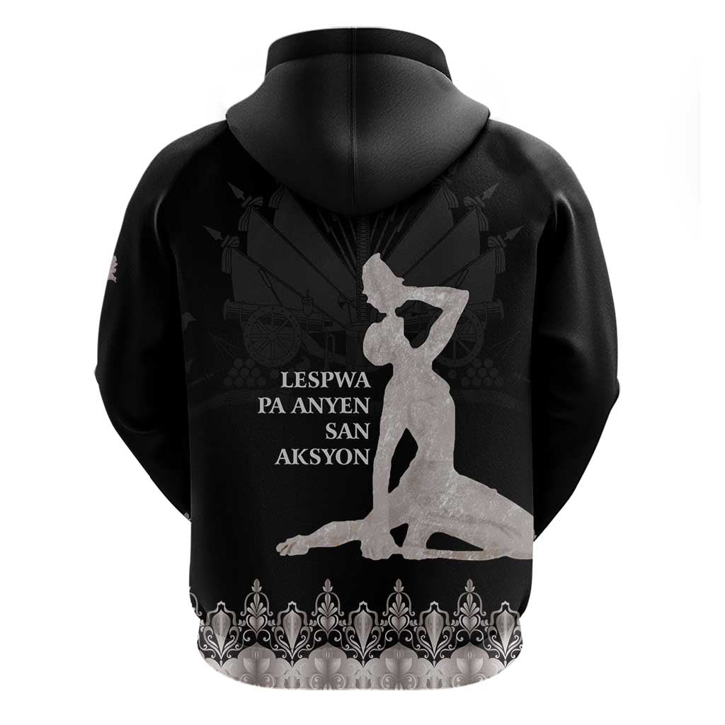 Haiti Neg Marron Hoodie Hope is Nothing Without Action - Silver