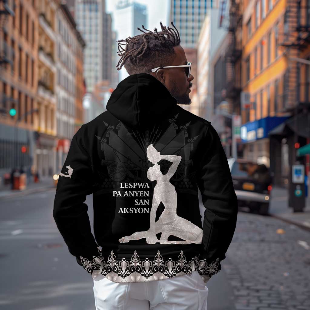 Haiti Neg Marron Hoodie Hope is Nothing Without Action - Silver