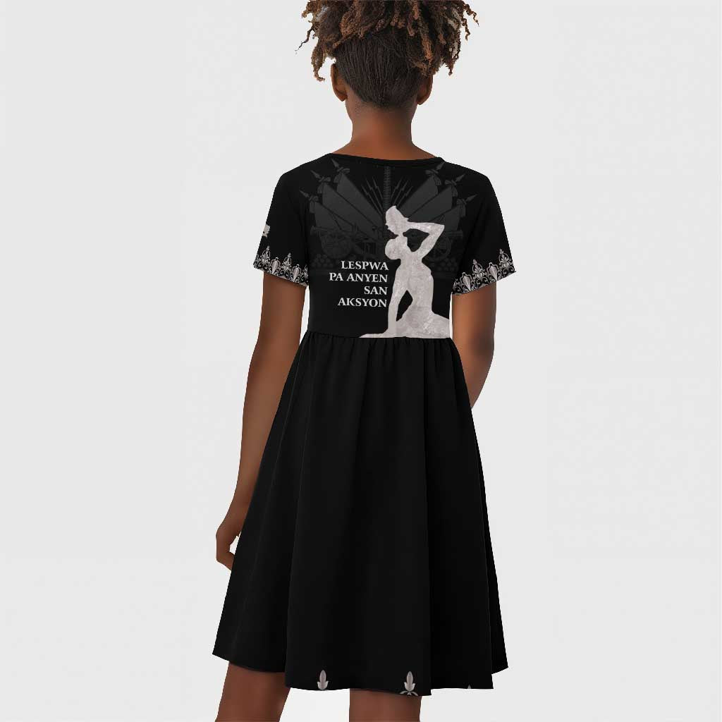 Haiti Neg Marron Kid Short Sleeve Dress Hope is Nothing Without Action - Silver