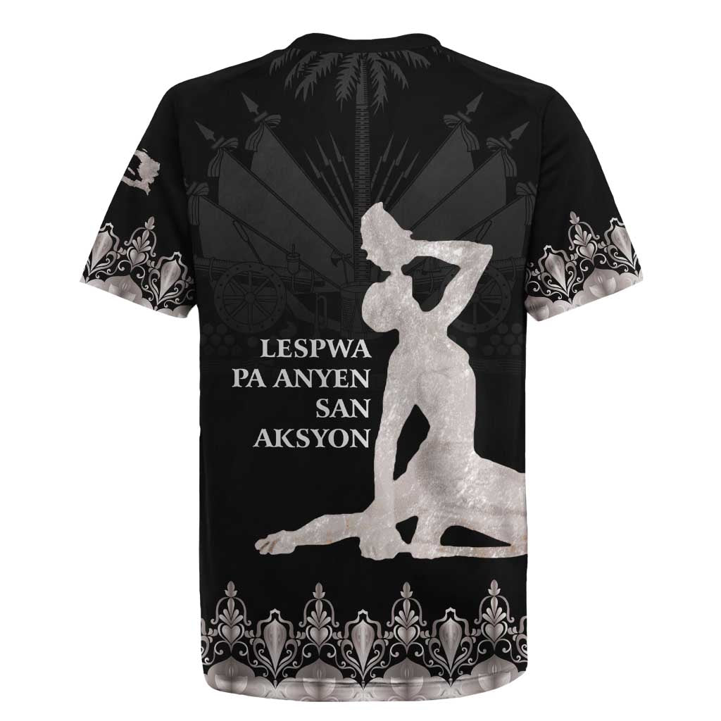 Haiti Neg Marron Rugby Jersey Hope is Nothing Without Action - Silver