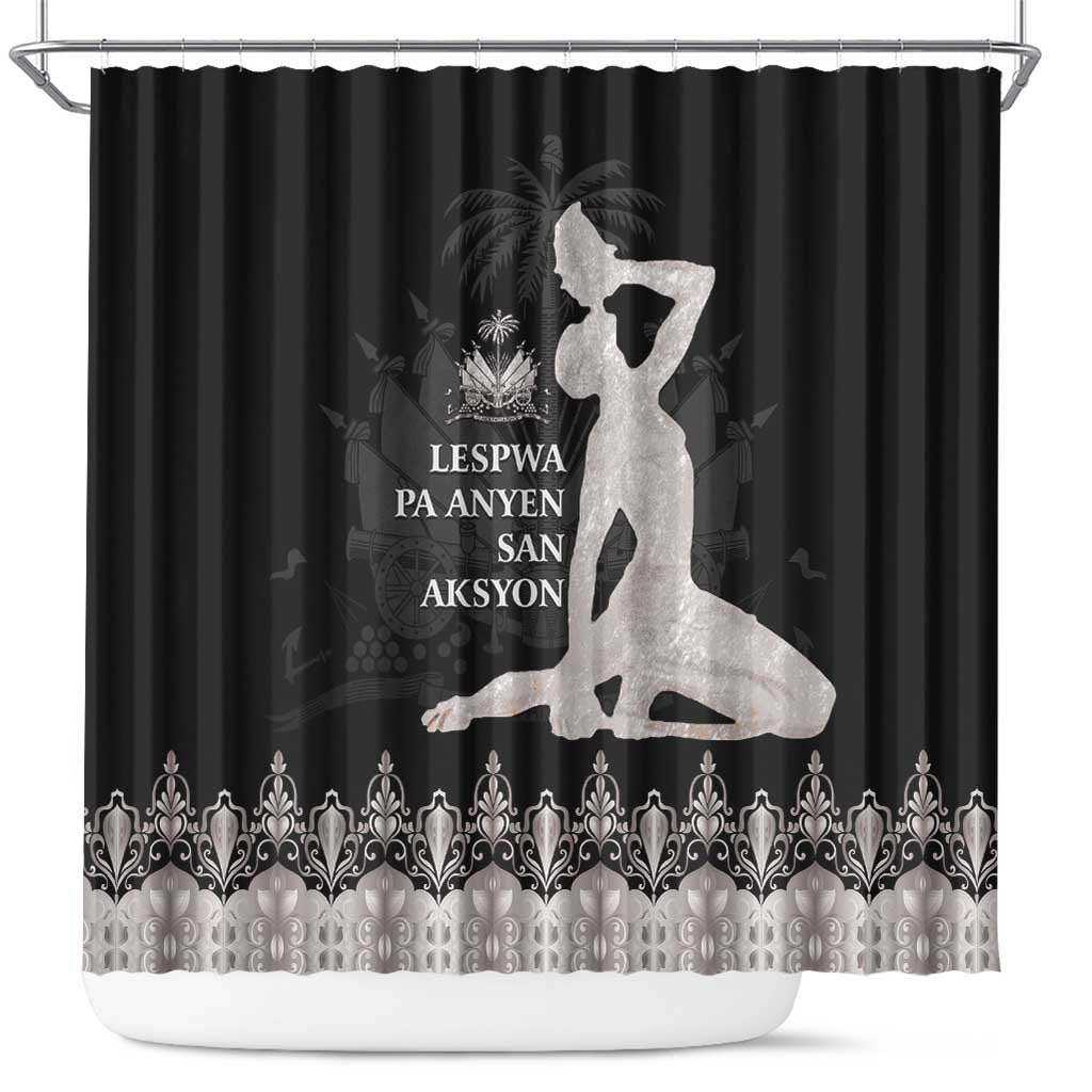 Haiti Neg Marron Shower Curtain Hope is Nothing Without Action - Silver