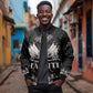 Haiti Neg Marron Sleeve Zip Bomber Jacket Hope is Nothing Without Action - Silver