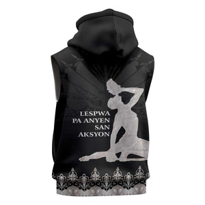 Haiti Neg Marron Sleeveless Hoodie Hope is Nothing Without Action - Silver - African Pride