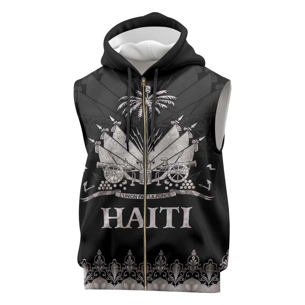 Haiti Neg Marron Sleeveless Zip Hoodie Hope is Nothing Without Action - Silver - African Pride