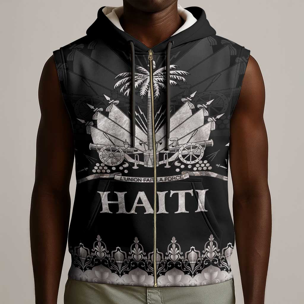 Haiti Neg Marron Sleeveless Zip Hoodie Hope is Nothing Without Action - Silver - African Pride