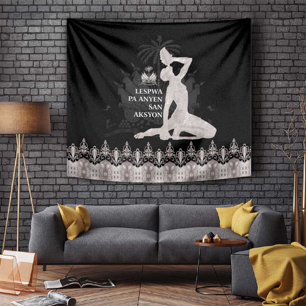 Haiti Neg Marron Tapestry Hope is Nothing Without Action - Silver