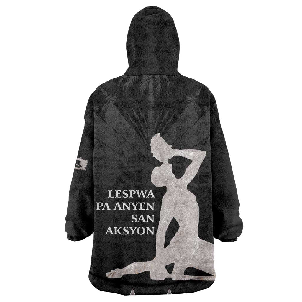 Haiti Neg Marron Wearable Blanket Hoodie Hope is Nothing Without Action - Silver