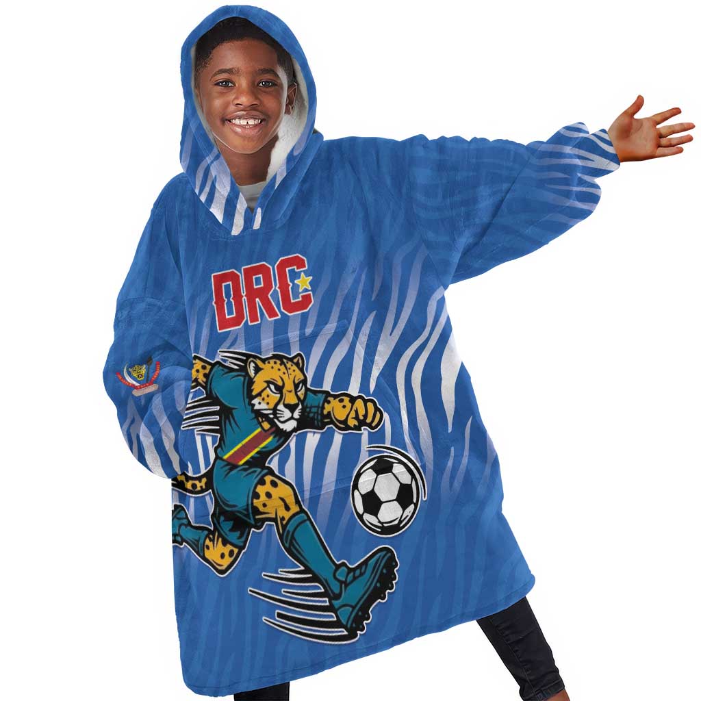 Custom Football 2026 DR Congo Leopards Kid Wearable Blanket Hoodie Warriors of the Equator