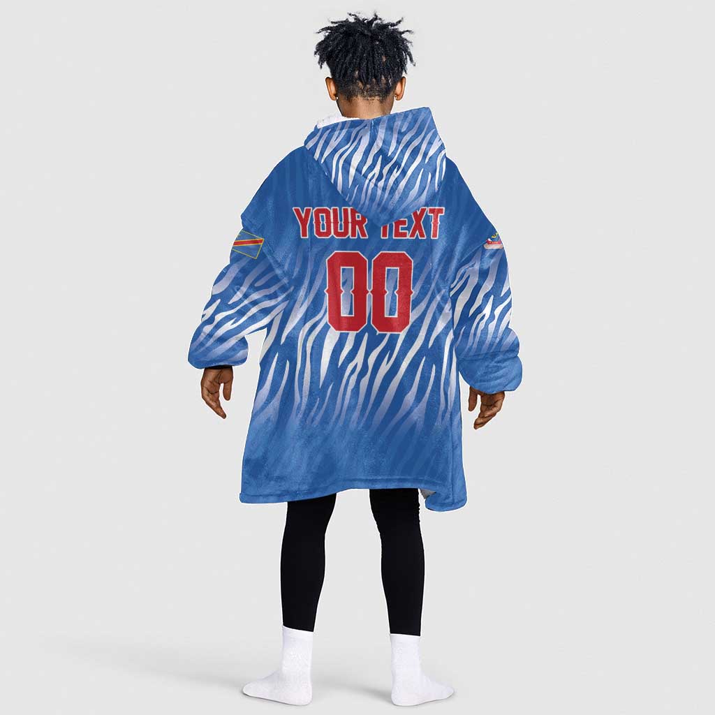 Custom Football 2026 DR Congo Leopards Kid Wearable Blanket Hoodie Warriors of the Equator