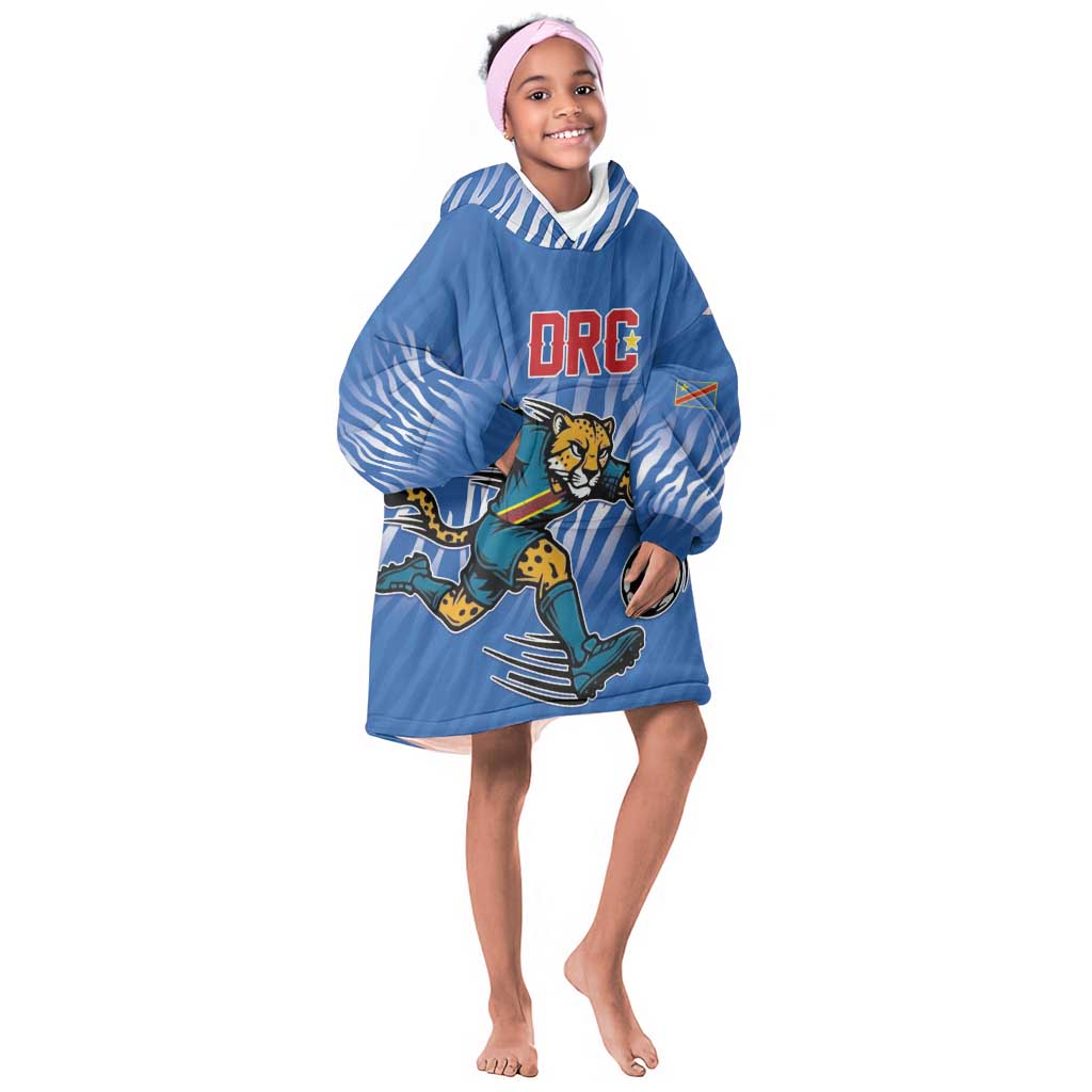 Custom Football 2026 DR Congo Leopards Kid Wearable Blanket Hoodie Warriors of the Equator