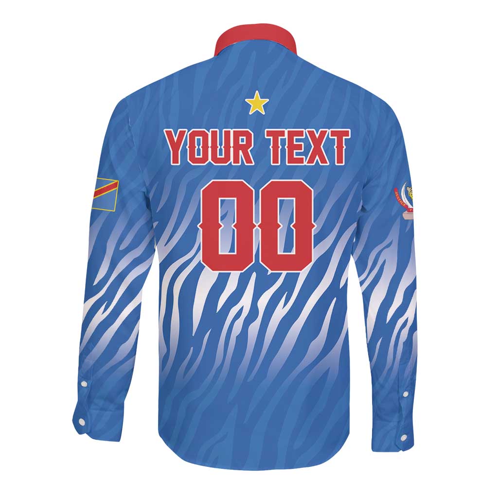 Custom Football 2026 DR Congo Leopards Long Sleeve Button Shirt Warriors of the Equator