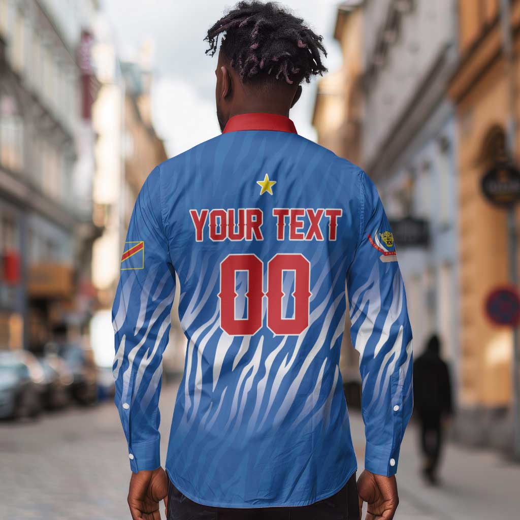 Custom Football 2026 DR Congo Leopards Long Sleeve Button Shirt Warriors of the Equator