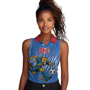 Custom Football 2026 DR Congo Leopards Women Sleeveless Polo Shirt Warriors of the Equator