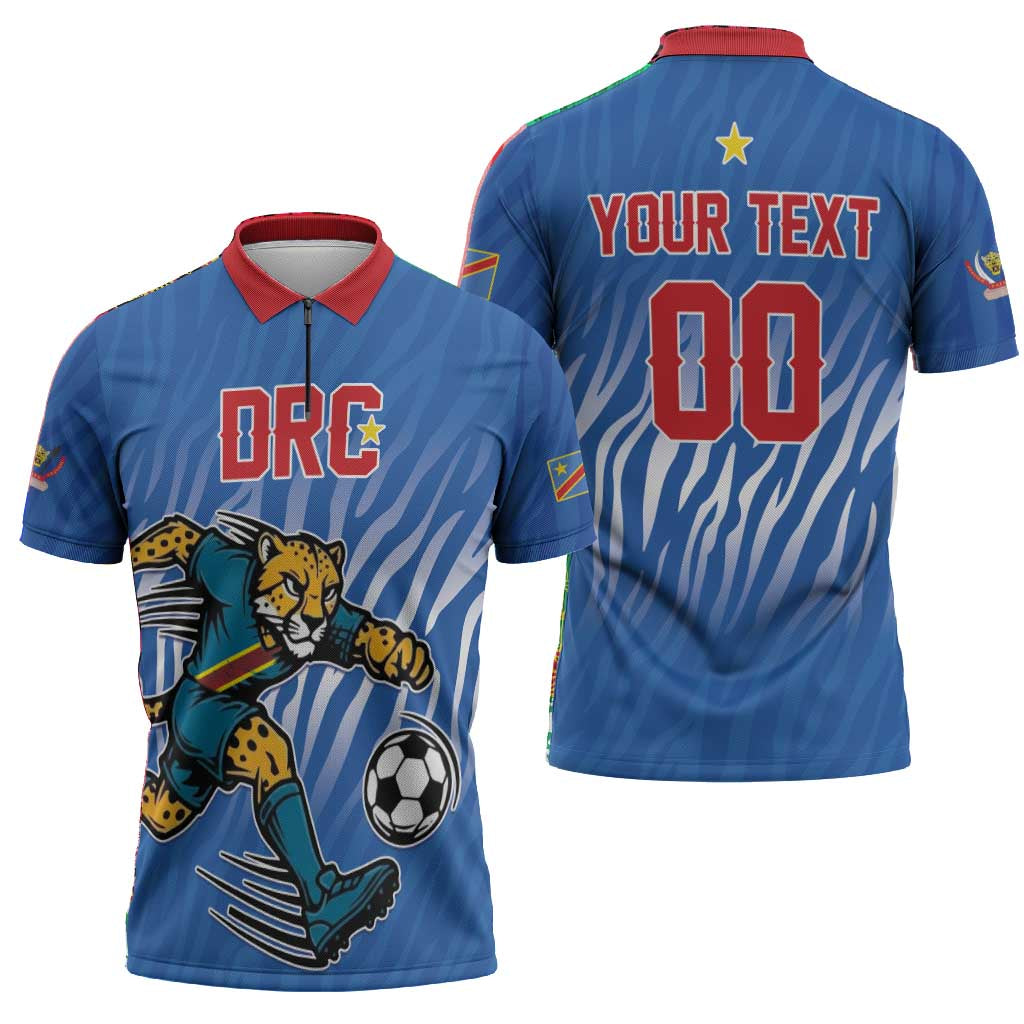 Custom Football 2026 DR Congo Leopards Zipper Polo Shirt Warriors of the Equator