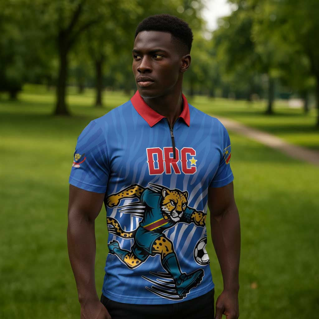 Custom Football 2026 DR Congo Leopards Zipper Polo Shirt Warriors of the Equator