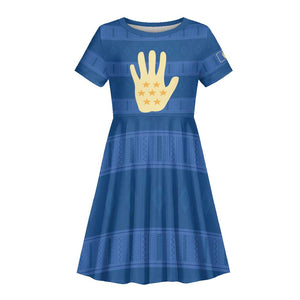 Kingdom of Loango Kid Short Sleeve Dress African Pattern Flag Stylized