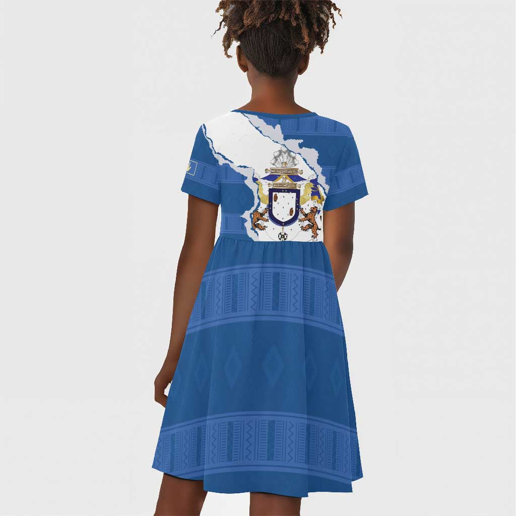 Kingdom of Loango Kid Short Sleeve Dress African Pattern Flag Stylized