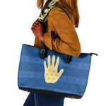 Kingdom of Loango Leather Tote Bag African Pattern Flag Stylized