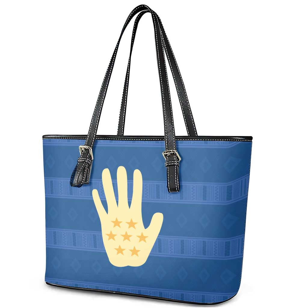 Kingdom of Loango Leather Tote Bag African Pattern Flag Stylized