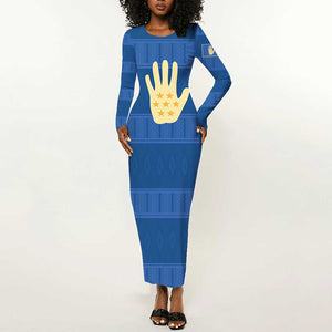 Kingdom of Loango Long Sleeve Bodycon Dress African Pattern Flag Stylized