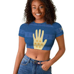 Kingdom of Loango Raglan Cropped T shirt African Pattern Flag Stylized