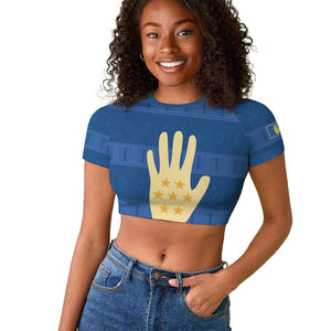 Kingdom of Loango Raglan Cropped T shirt African Pattern Flag Stylized