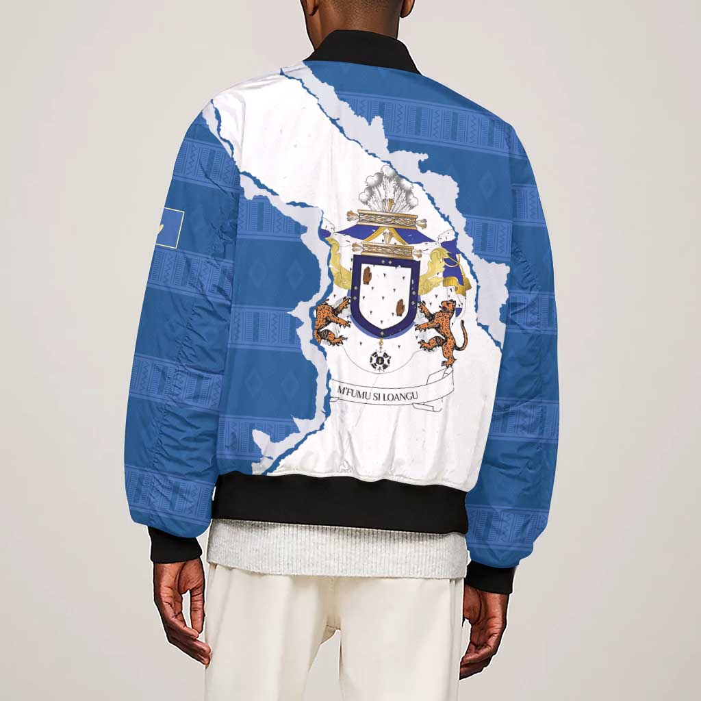 Kingdom of Loango Sleeve Zip Bomber Jacket African Pattern Flag Stylized