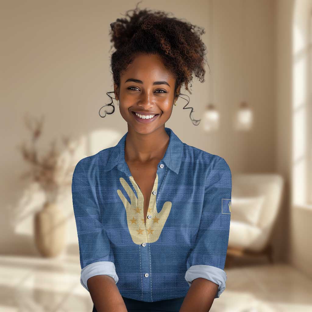 Kingdom of Loango Women Casual Shirt African Pattern Flag Stylized