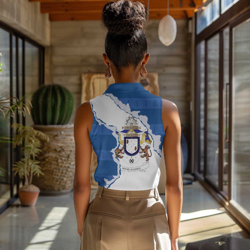 Kingdom of Loango Women Sleeveless Polo Shirt African Pattern Flag Stylized