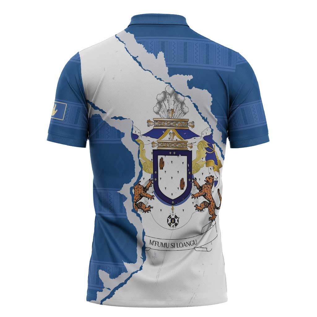 Kingdom of Loango Zipper Polo Shirt African Pattern Flag Stylized