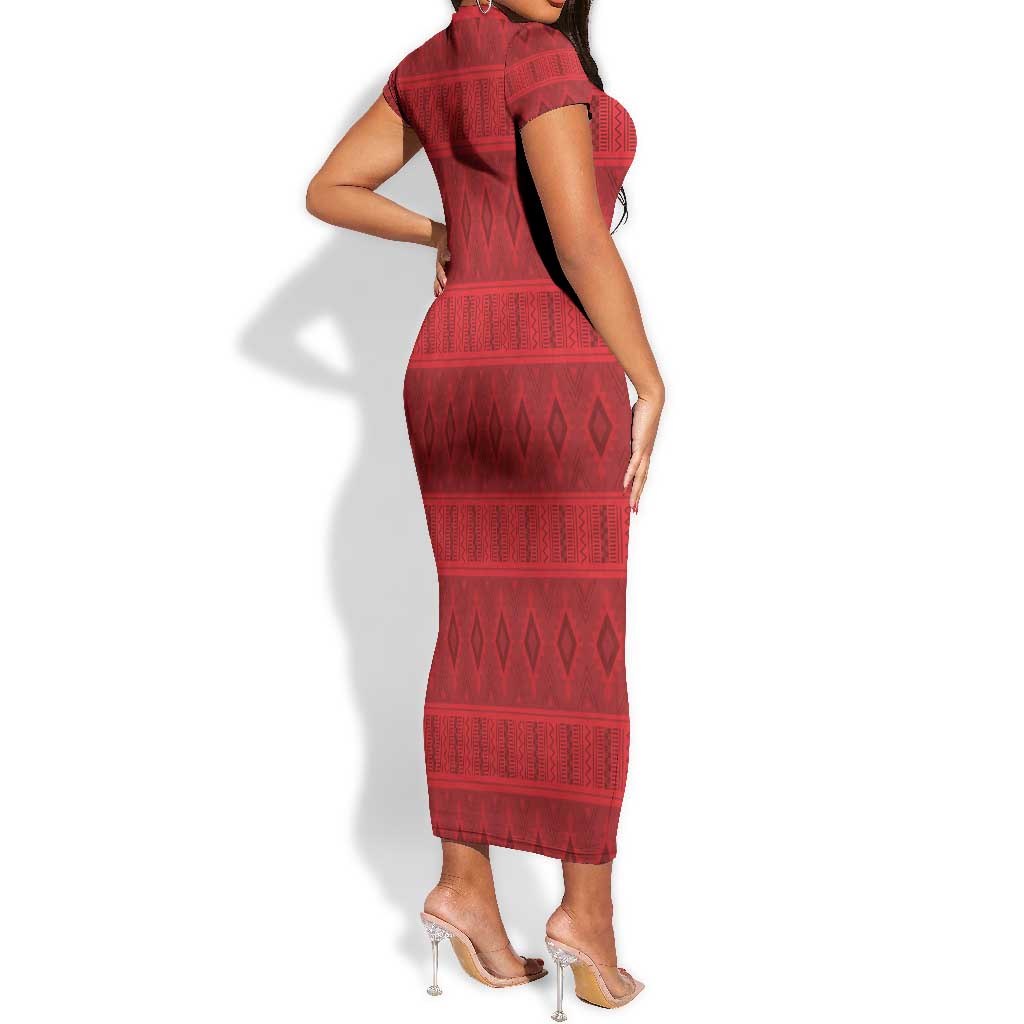 Kingdom of Ndongo Short Sleeve Bodycon Dress Utuminu ua Ngola