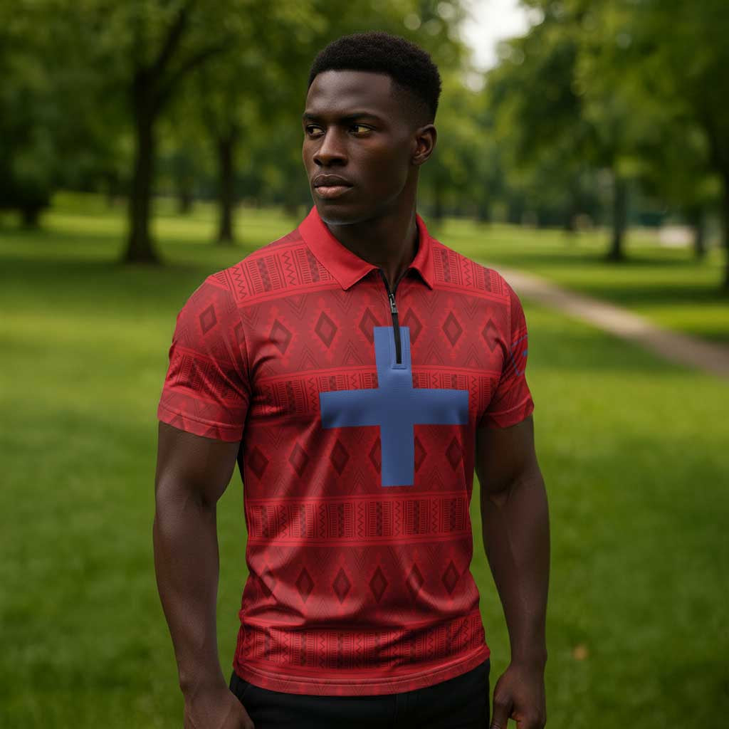Kingdom of Ndongo Zipper Polo Shirt Utuminu ua Ngola