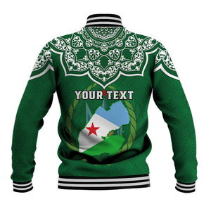 Custom Djibouti Baseball Jacket with Jabuuti Emblem and Islamic Floral Circle LT01