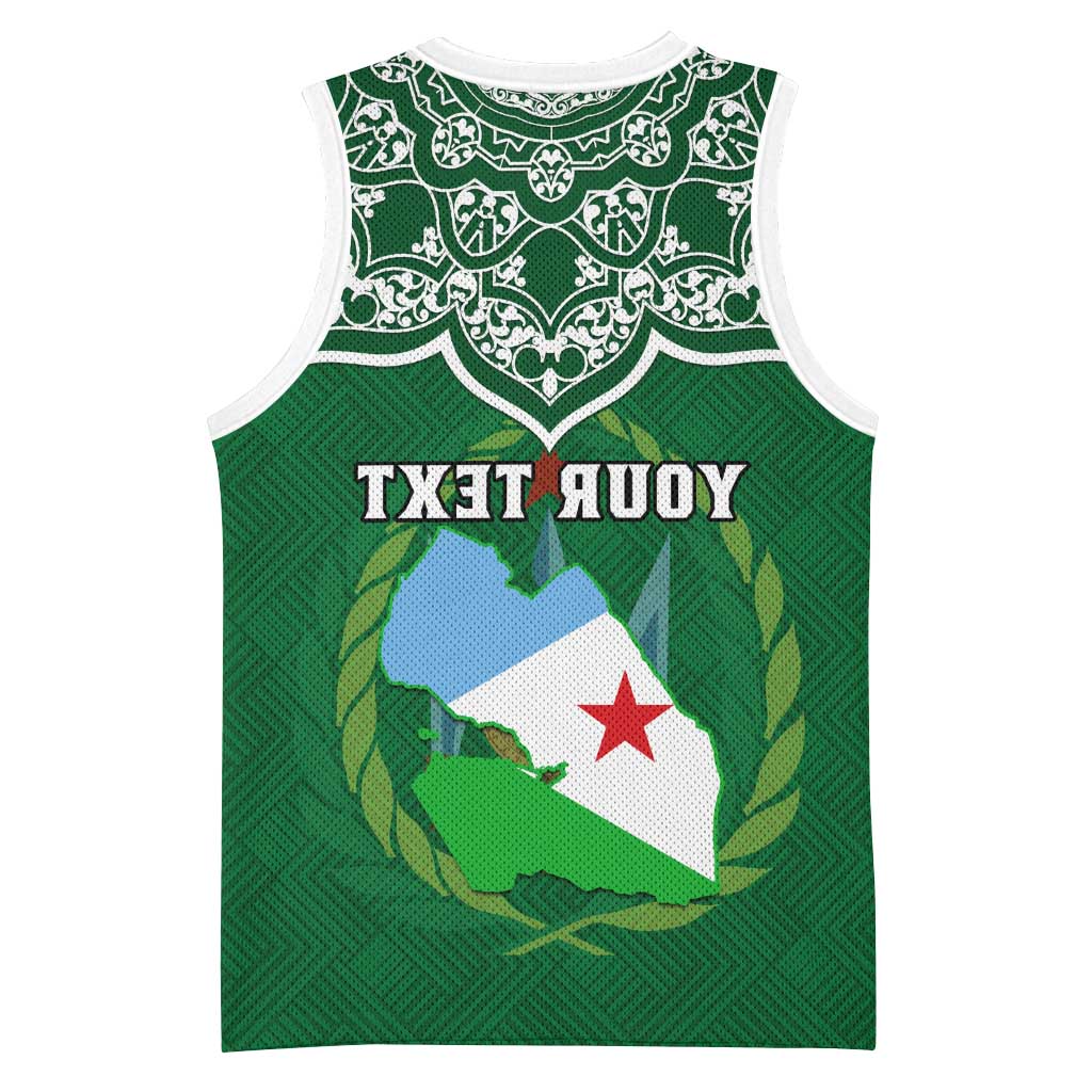 Custom Djibouti Basketball Jersey with Jabuuti Emblem and Islamic Floral Circle - African Pride